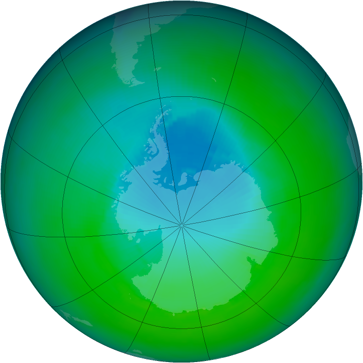 Antarctic ozone map for December 1990